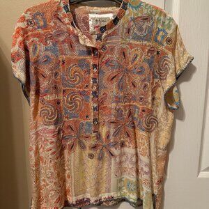 Johnny Was Prima Embroidered Blouse Size Small